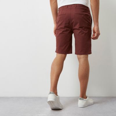Burgundy slim fit shorts